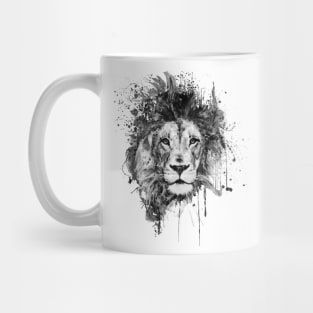 Splattered Lion Black and White Mug